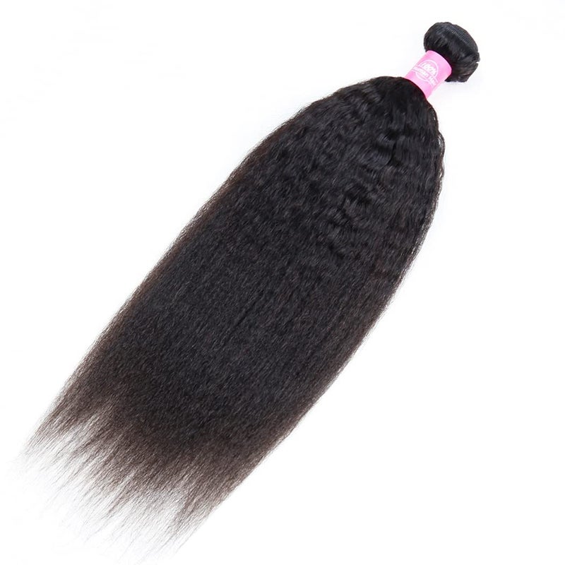 Odir Kinky Straight Human Hair Bundles 18 Inch Unprocessed 9A Brazilian Yaki Straight Virgin Hair Weave 1 Bundle Kinky Straight Hair Extensions 100g/Bundle Natural Color - Image 2